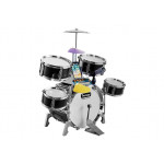 Súprava bubnov so stoličkou, karaoke, mikrofónom, USB - čierna